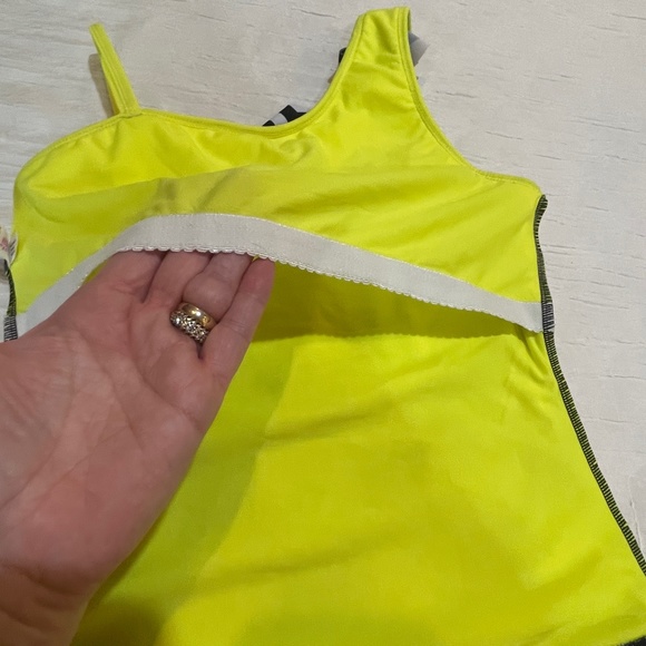 Justice Girls Swimsuit Tankini Size 16 Yellow Black Polka Dot - Picture 7 of 14